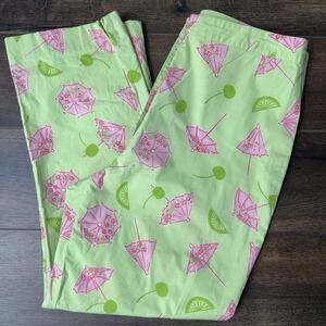 Lilly Pulitzer Pants Womens 6 Capri Umbrella Cherries Lime Preppy Summer Casual